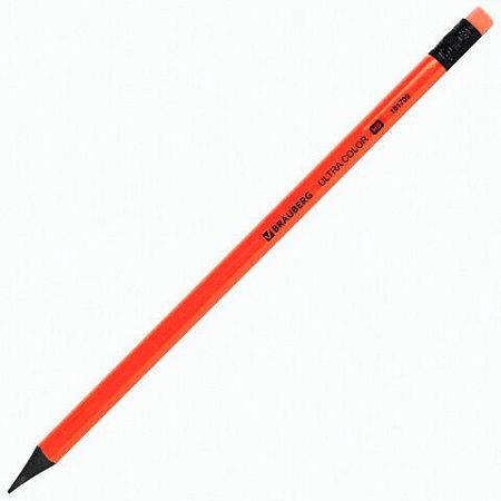 Набор карандашей чернографитных BRAUBERG "ULTRA COLOR" 4 шт., HB, с ластиком, пластиковые, 181709 