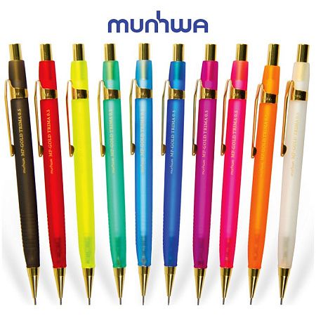 Карандаш механический MunHwa "MP Gold Trima" 0,5мм, с ластиком, корпус ассорти 