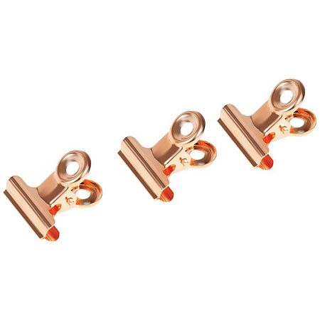 Зажимы-бульдоги для бумаг 25мм, MESHU "Rose Gold", 6шт., бокс с европодвесом