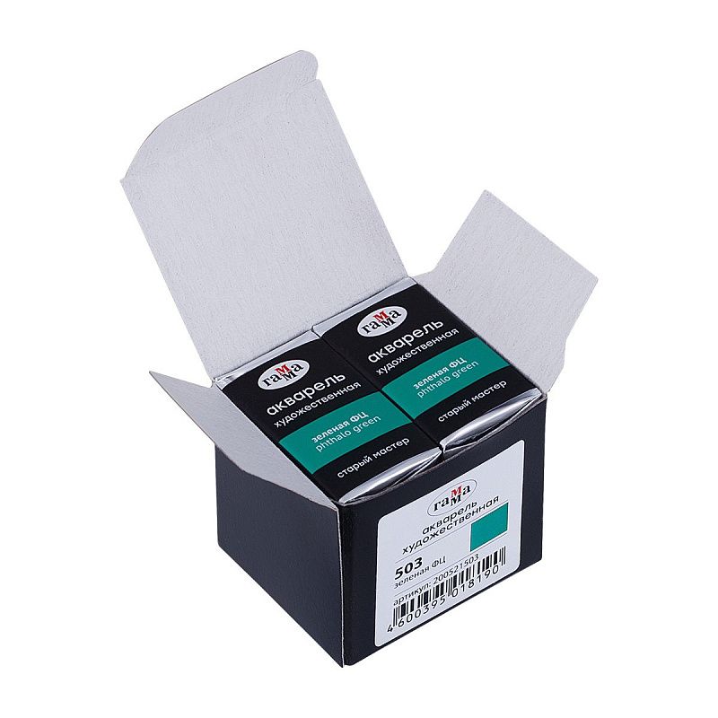 Акварель художественная Гамма "Старый Мастер" зеленая ФЦ, 2,6мл, кювета