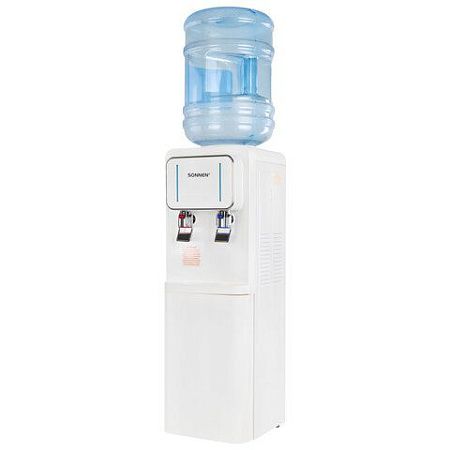 Кулер для воды SONNEN FSE-02Wc, напольный, НАГРЕВ/ОХЛАЖДЕНИЕ ЭЛЕКТРОННОЕ, шкаф, 2 крана, белый, 456167