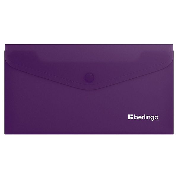 Папка-конверт на кнопке Berlingo "Soft Touch", C6, 200мкм, софт-тач, фиолетовая