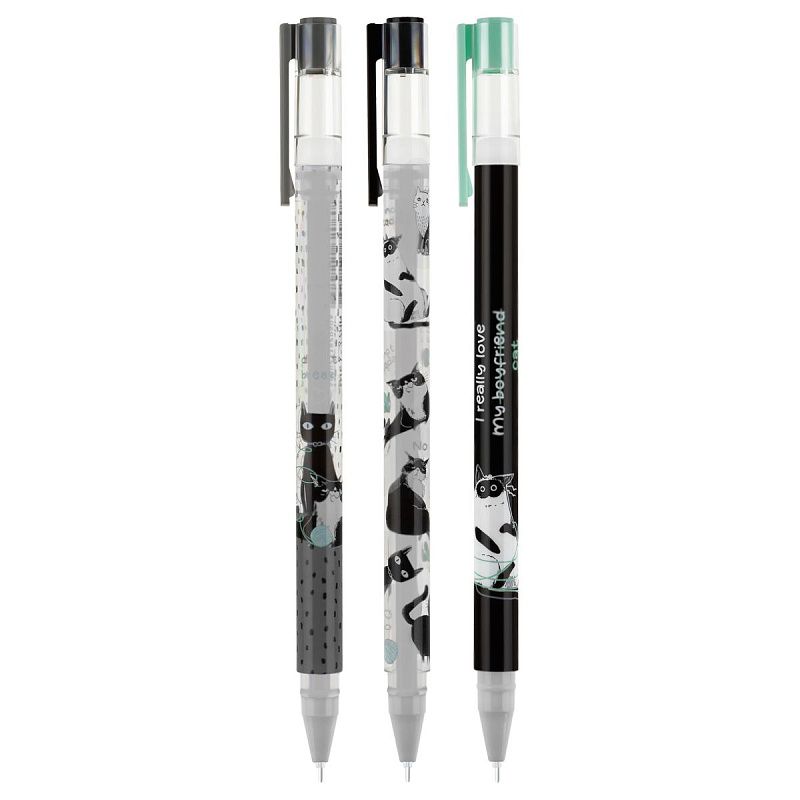 Ручка гелевая стираемая MESHU "Cats knot" синяя, 0,5мм, корпус ассорти 