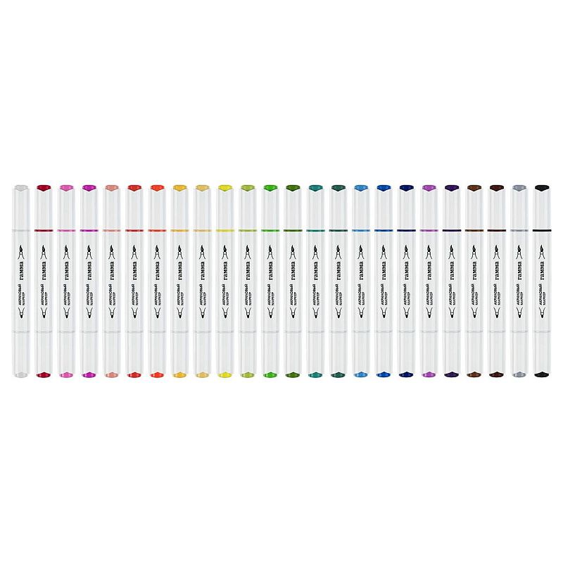 Маркеры акриловые Гамма "Классические", 24 цв., двусторонние, пластик.бокс