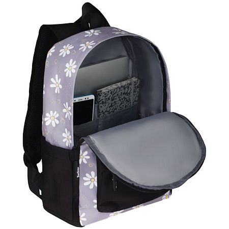 Рюкзак Berlingo Casual "Chamomile black" 39,5*27*13см, 1 отделение, 3 кармана, уплотненная спинка 