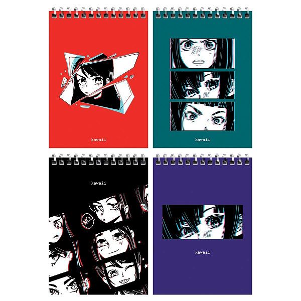 Блокнот А6 60л. на гребне MESHU "Kawaii", матовая ламинация, выборочный УФ-лак