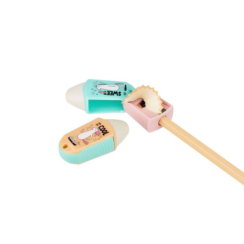 УЦЕНКА - Точилка пластиковая с ластиком MESHU "Unicorn", 1 отверстие, ассорти 