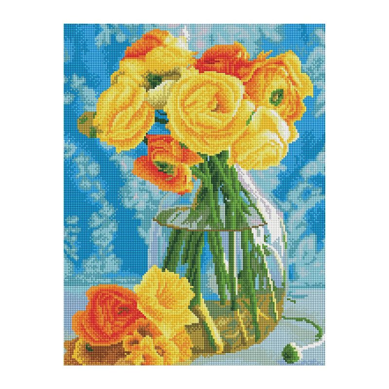 Алмазная мозаика ТРИ СОВЫ "Желтый букет", 40*50см, холст на деревянном подрамнике, картонная коробка с пластиковой ручкой