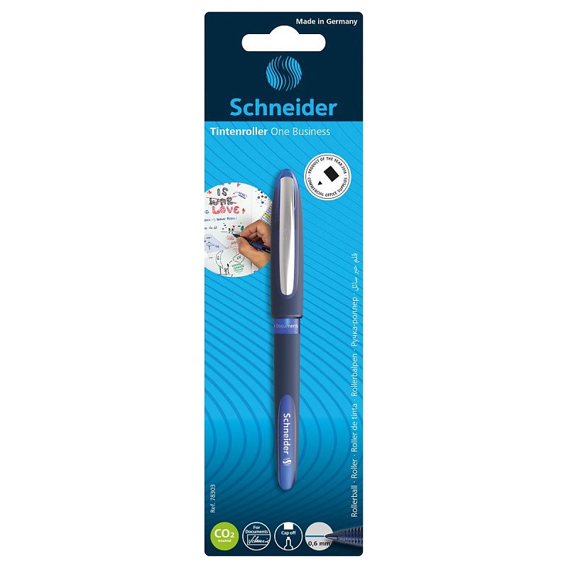 Ручка-роллер Schneider "One Business" синяя, 0,8мм, одноразовая, блистер 