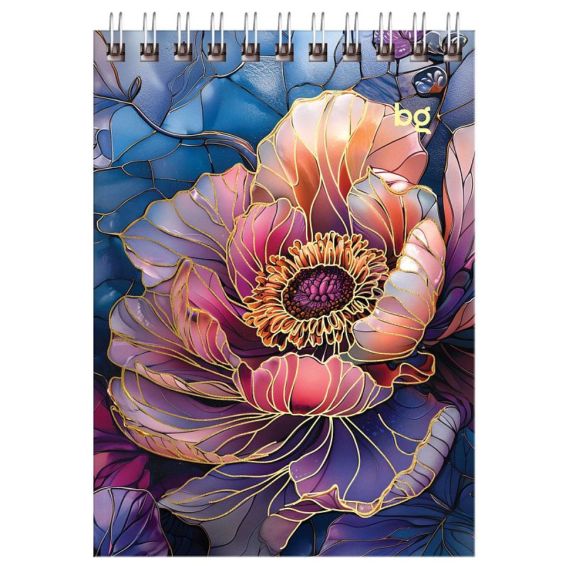 Блокнот А6 80л. на гребне BG "Витраж", глянцевая ламинация, тиснение фольгой, твердая обложка