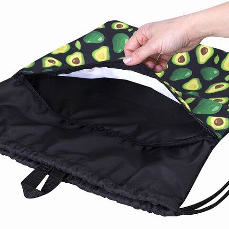 Мешок для обуви BRAUBERG БОЛЬШОЙ, с ручкой, карман на молнии, сетка, 49х41 см, "Avocado", 271058 