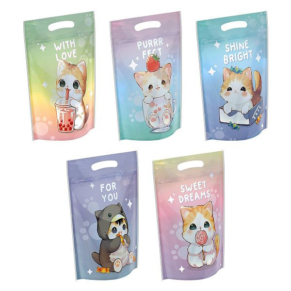 Набор подарочных пакетов 15*22 см, зип-лок, MESHU "Милые котята", 35шт.