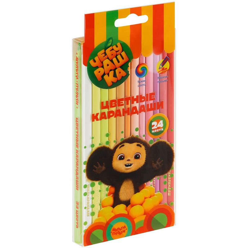 Карандаши цветные пластиковые Мульти-Пульти "Чебурашка", 24цв., заточен., европодвес