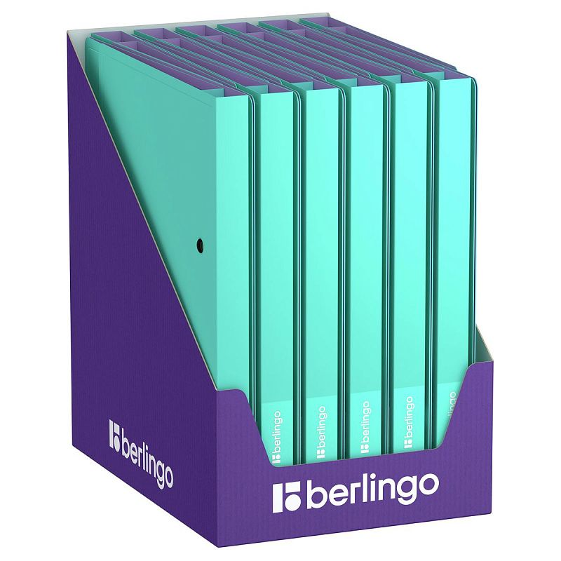 Папка на 2 кольцах Berlingo "Haze" A4, 24мм, 600мкм, D-кольца, с внутр. карманом, мятная, софт-тач 