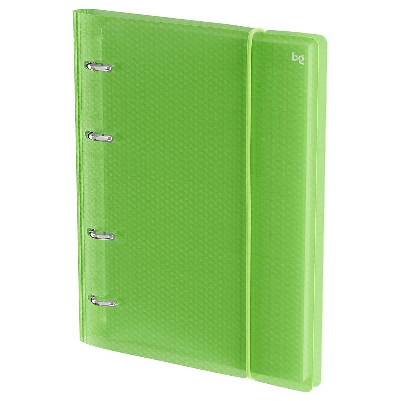 Тетрадь на кольцах А5, 120л., BG "Neon", пластиковая обложка, салатовый, с резинкой