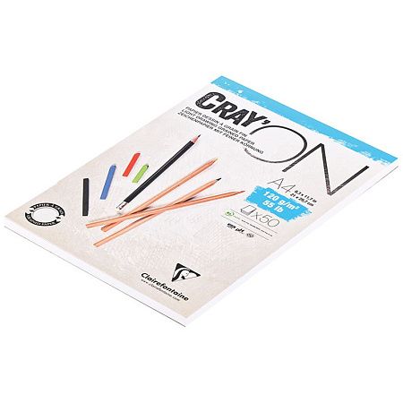 Скетчбук - блокнот 50л., А4 Clairefontaine "Cray ON", на склейке, мелкозерн., 120г/м2