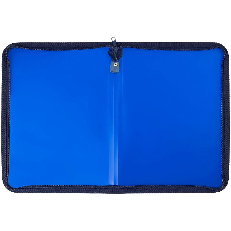 Папка на молнии СТАММ А4, 500мкм, пластик, молния вокруг, синяя 