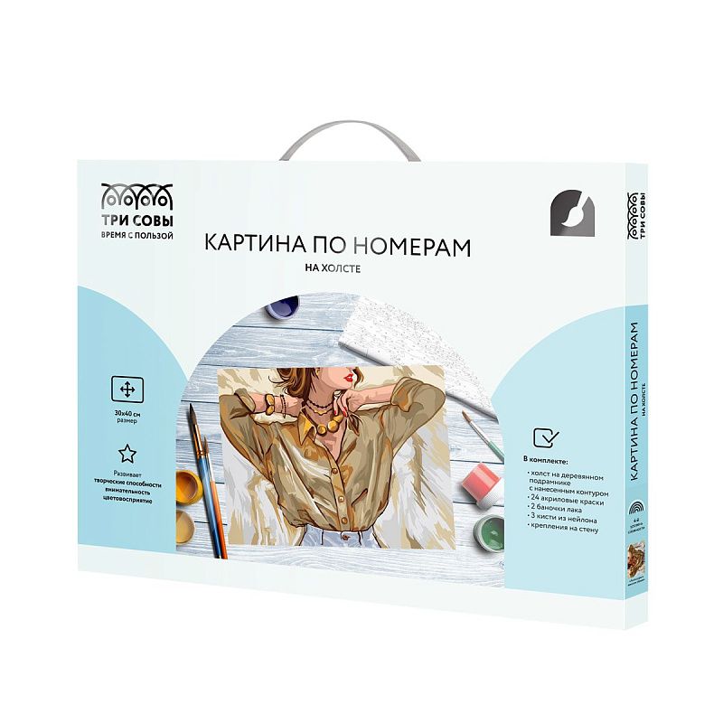 Картина по номерам на холсте ТРИ СОВЫ "Аксессуары в женском образе", 30*40, с акриловыми красками и кистями