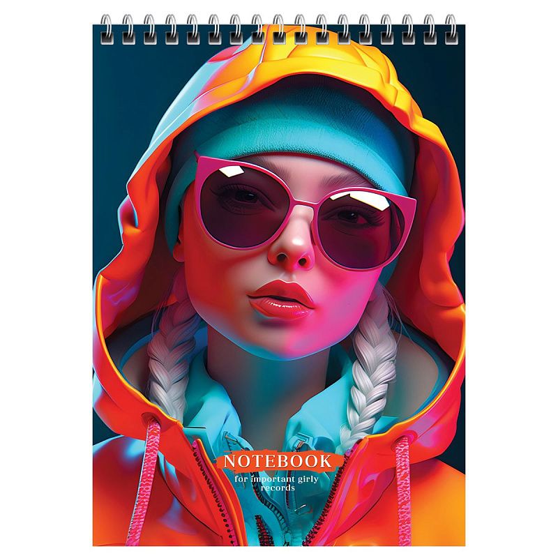Блокнот А5 60л. на гребне BG "Important girl", твердая подложка