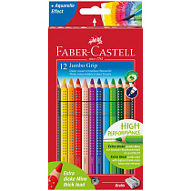 Карандаши цветные Faber-Castell "Jumbo Grip", 12цв., трехгран., утолщен., заточен., картон, европодв