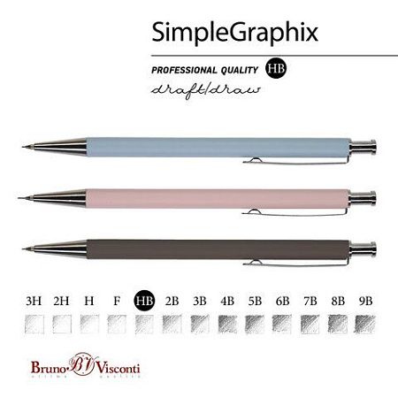 Карандаш механический 0,5 мм, BRUNO VISCONTI "SimpleGraphix", металлический корпус, ассорти, 21-0058 