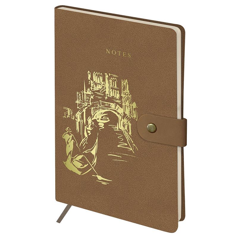 Записная книжка А5 80 л., ЛАЙТ, кожзам, Greenwich Line "Outline. Venice", с замком, тиснение фольгой, внутренний карман, блок в точку
