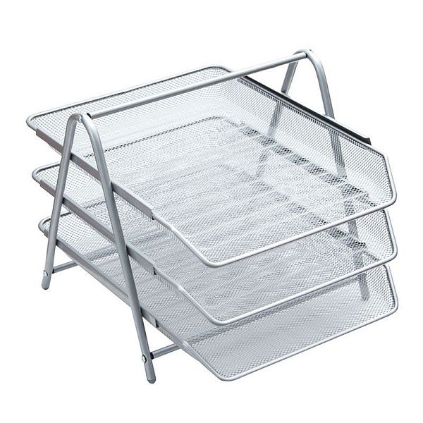 Лоток для бумаг горизонтальный Berlingo "Steel&Style", 3 секции, металл, серебристый