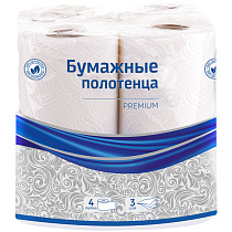 Полотенца бумажные в рулонах OfficeClean "Premium", 3-слойные, 11м/рул., тиснение, белые, 4шт.