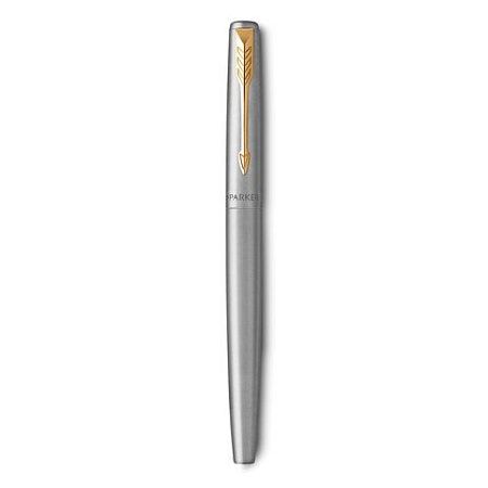 Ручка перьевая PARKER "Jotter Stainless Steel GT", корпус серебристый, позолота, синяя, 2030948 