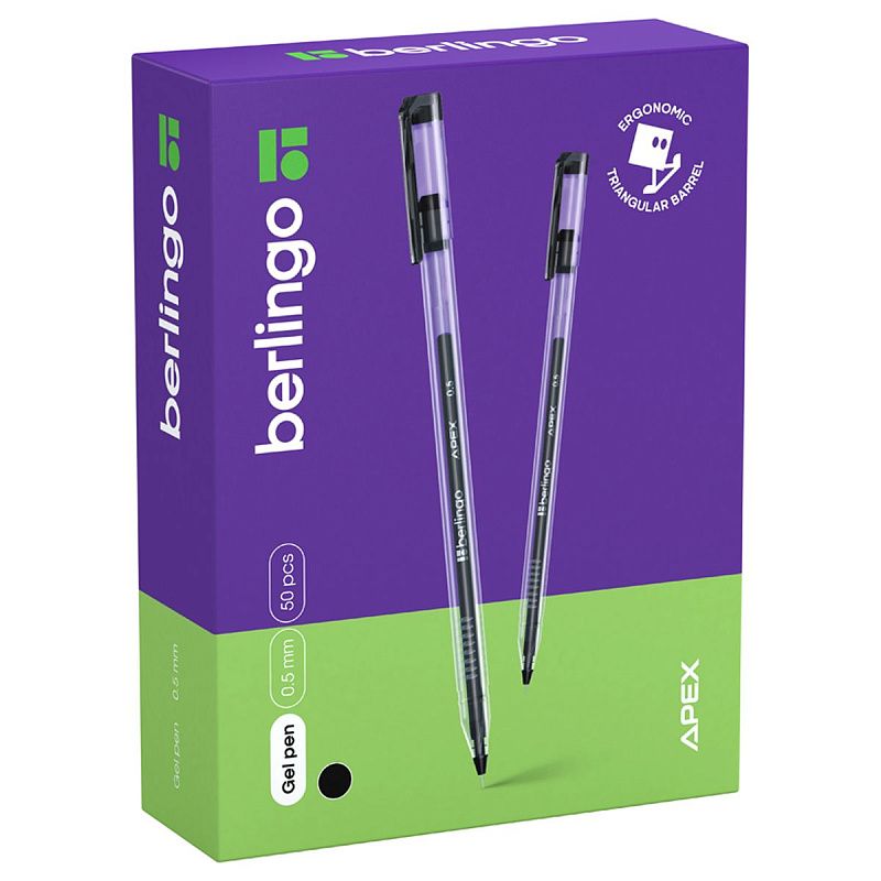 Ручка гелевая Berlingo "Apex", черная, 0,5мм 