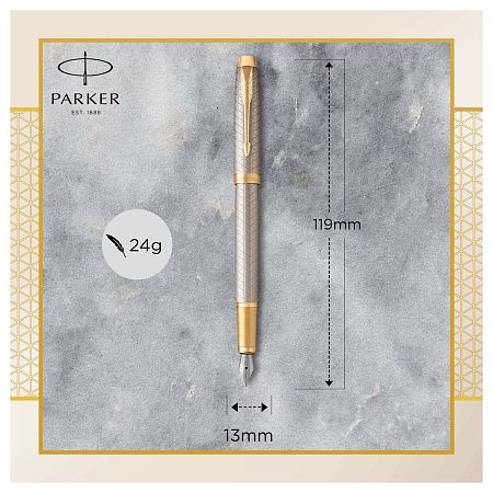 Ручка перьевая Parker "IM Premium Warm Silver GT" синяя, 0,8мм, подарочная упаковка 
