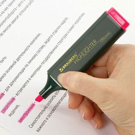 Текстовыделитель BRAUBERG "ORIGINAL", РОЗОВЫЙ, линия 1-5 мм, 151683 