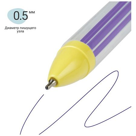 Ручка шариковая автоматическая MESHU "Sweets" синяя, 0,5мм, грип, корпус ассорти, с топпером 