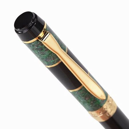 Ручка подарочная шариковая GALANT "Granit Green", корпус черный с темно-зеленым, золотистые детали, пишущий узел 0,7 мм, синяя, 140393 