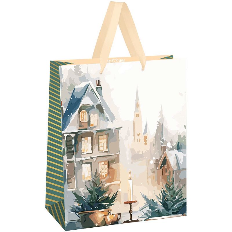 Пакет подарочный 33*42*12см MESHU "Christmas mood", фольга,   матовая ламинация