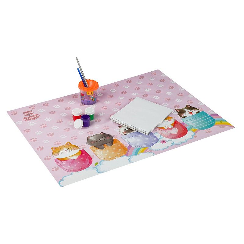 Клеенка для уроков труда Мульти-Пульти "Котики", 50*70см, ПВХ