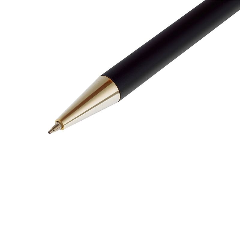 Ручка шариковая Luxor "Nova" синяя, 0,7 мм, корпус черный/золото, кнопочный механизм, футляр 