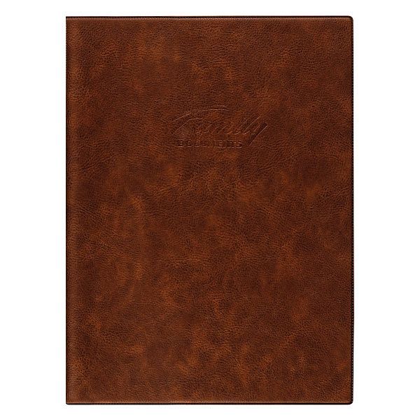 Папка для семейных документов А4, OfficeSpace, искусств. кожа, коричневая, инд. упаковка, ШК