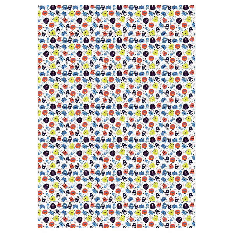 Упаковочная бумага глянц. 70*100см, MESHU "Monsters", 80 г/м2, ассорти, 3 дизайна