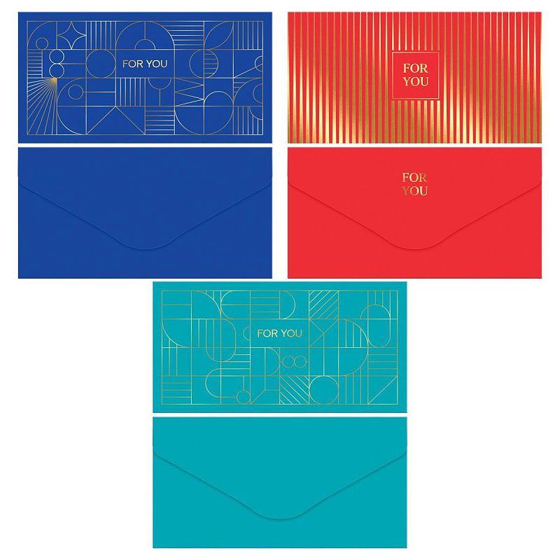 Конверт для денег MESHU "Геометрия", 85*164мм, soft-touch, фольга, 3 дизайна