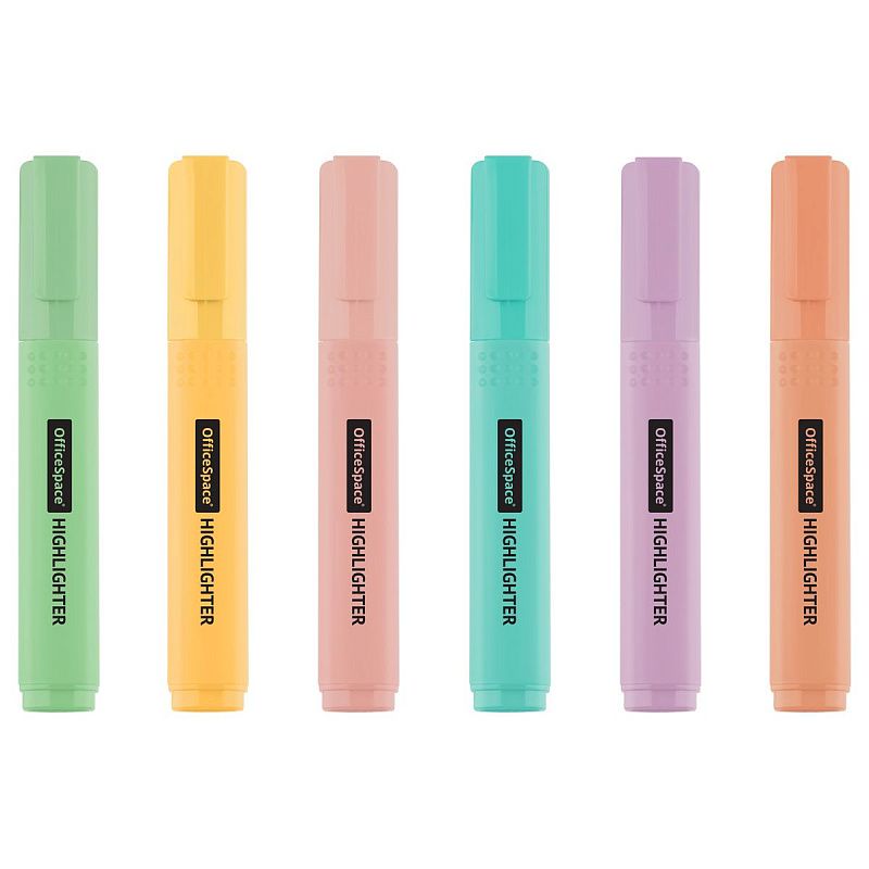 Набор текстовыделителей OfficeSpace 06цв., пастельные, 1-4мм, чехол с европодвесом 