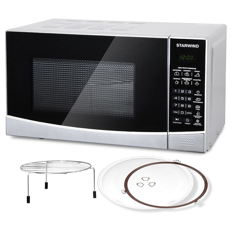 Микроволновая печь Starwind SMW2820, 20л, 700Вт, электронное управление, гриль, черная, серебристая