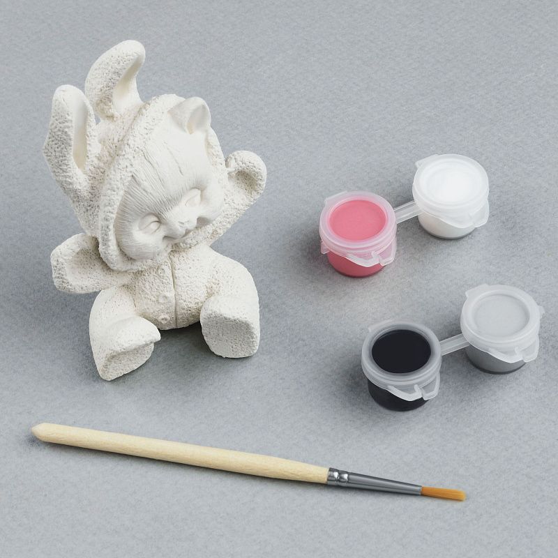 Набор для росписи из гипса ТРИ СОВЫ "Котенок в комбинезоне", высота фигурки 8,5см, с красками и кистью, картонная коробка
