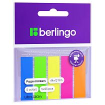 Флажки-закладки Berlingo "Ultra Sticky", 44*12мм, 25л*5 неоновых цветов, европодвес