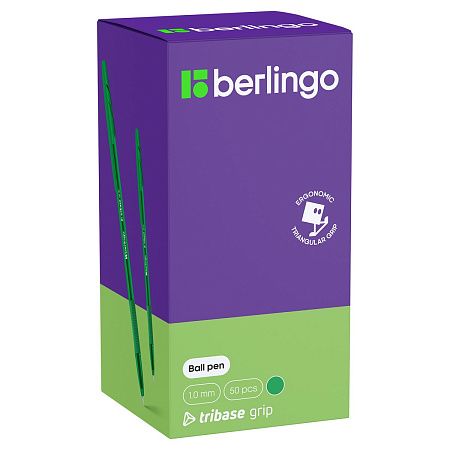 Ручка шариковая Berlingo "Tribase grip" зеленая, 1,0мм, грип 