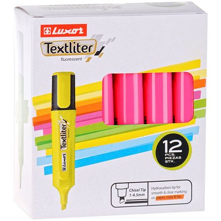 Текстовыделитель Luxor "Textliter" розовый, 1-4,5мм 