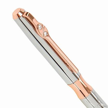 Ручка подарочная шариковая GALANT "NUANCE SILVER", корпус серебристый, детали розовое золото, узел 0,7 мм, синяя, 143520 