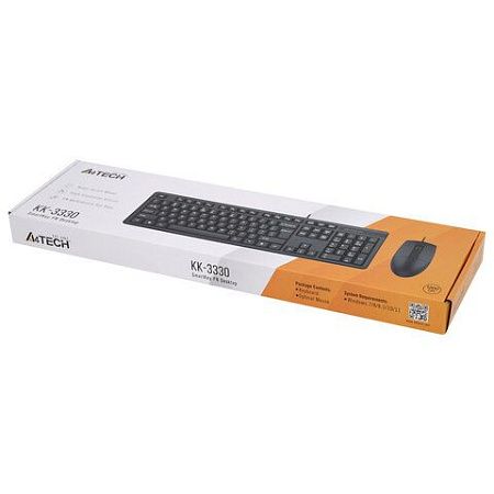 Набор проводной A4TECH KK-3330, USB, клавиатура 104 кл., мышь 2 кн.+1 кн.-колесо, черная, 1530249