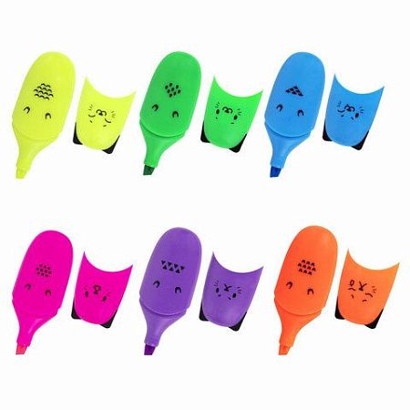 Набор текстовыделителей мини 6 ЦВЕТОВ BRAUBERG KIDS "CUTE CATS NEON", линия 1-5 мм, 152435 