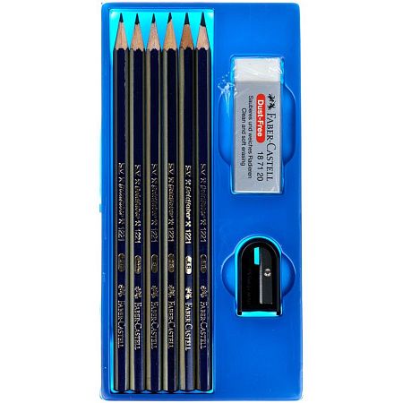 Набор карандашей ч/г Faber-Castell "Goldfaber", 6шт.+ластик+точилка, 2H-6B, заточен., карт. уп., европодвес